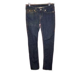 TRUE RELIGION Dark Wash Gold Studded Pocke…